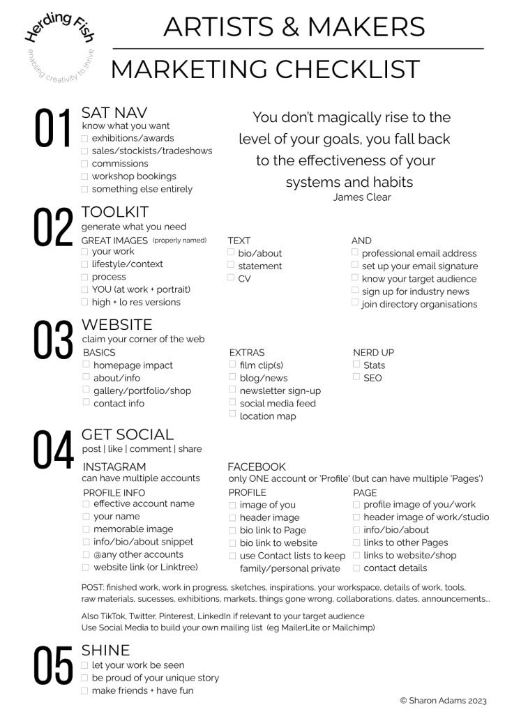 Artists & Makers Marketing Checklist | Herding Fish